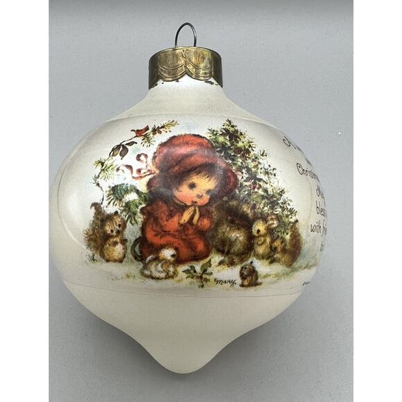 Hallmark Keepsake Ornament Christmas 1983 Child Praying Animals No Box Glass - Picture 3 of 5
